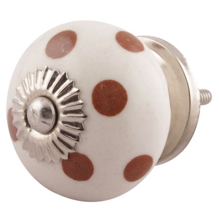 Brown Dotted Ceramic Floral Dresser Knobs